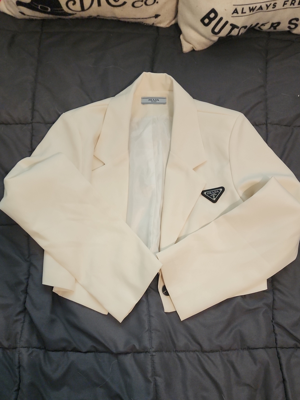 Prada Cream Cropped Blazer Size Small